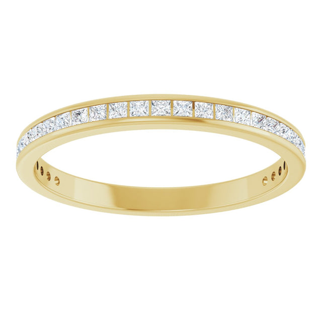 14K Gold Square Lab-Grown Diamond Channel-Set Anniversary Band – 1.5x1.5 mm Stones - Yellow Gold - view 3