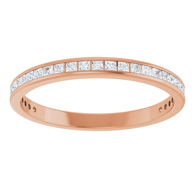 14K Gold Square Lab-Grown Diamond Channel-Set Anniversary Band – 1.5x1.5 mm Stones - Rose Gold - view 3