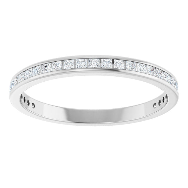 14K Gold Square Natural Diamond Channel-Set Anniversary Band – 1.5x1.5 mm Stones - White Gold - view 3