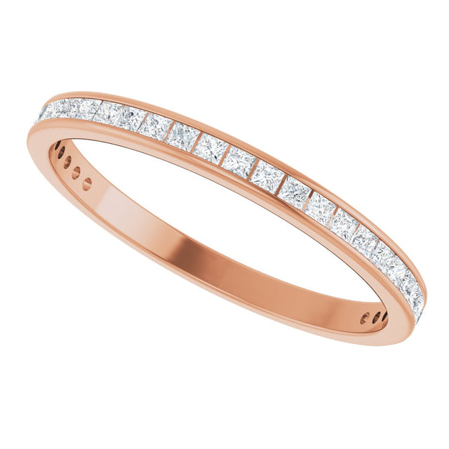 10K Gold Square Lab-Grown Diamond Channel-Set Anniversary Band – 1.75x1.75 mm Stones - Rose Gold - view 5