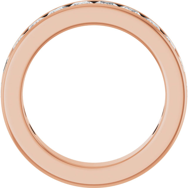 14K Gold Square Natural Diamond Channel-Set Anniversary Band – 2.5x2.5 mm Stones - Rose Gold - view 2