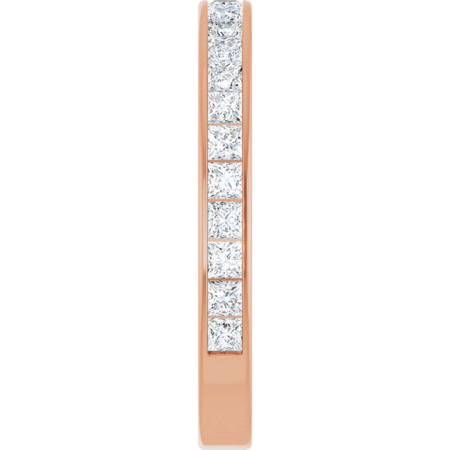 14K Gold Square Lab-Grown Diamond Channel-Set Anniversary Band – 2.25x2.25 mm Stones - Rose Gold - view 4