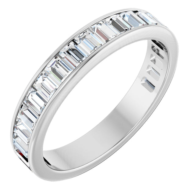14K Gold Straight Baguette Lab-Grown Diamond Channel-Set Anniversary Band – 3x2 mm Stones - White Gold