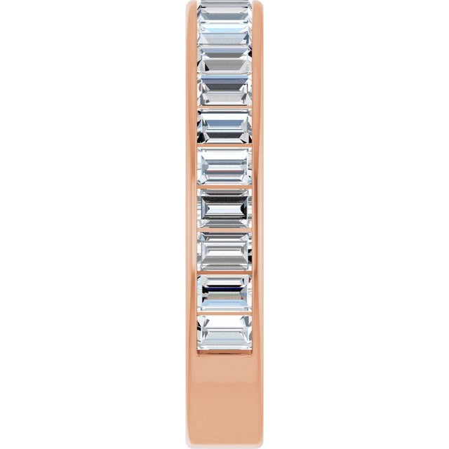14K Gold Straight Baguette Lab-Grown Diamond Channel-Set Anniversary Band – 3x2 mm Stones - Rose Gold - view 4