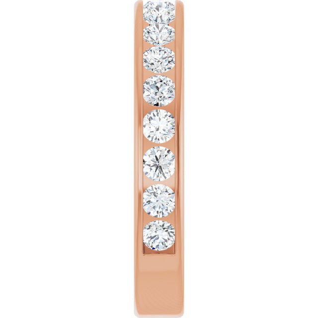 14K Gold Round Lab-Grown Diamond Channel-Set Anniversary Band – 2.25 mm Stones - Rose Gold - view 4