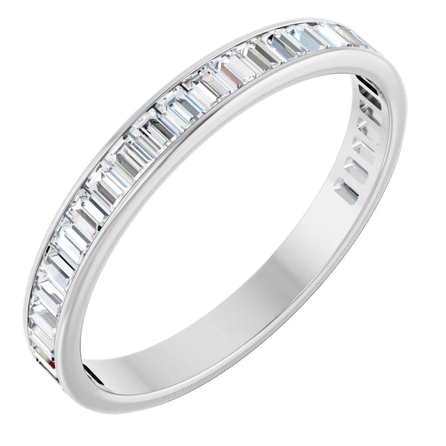 14K Gold Straight Baguette Natural Diamond Channel-Set Anniversary Band – 3x2 mm Stones (2 3/8 CTW) - White Gold