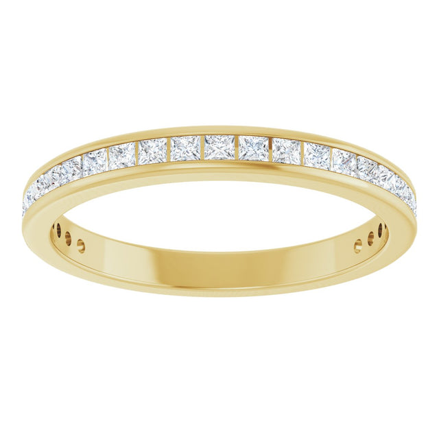 14K Gold Square Lab-Grown Diamond Channel-Set Anniversary Band – 1.5x1.5 mm Stones - Yellow Gold - view 3