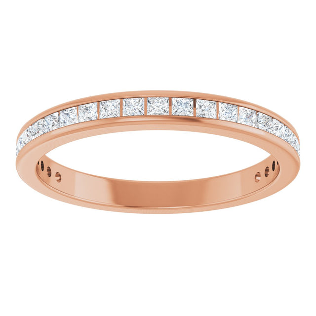 14K Gold Square Lab-Grown Diamond Channel-Set Anniversary Band – 1.5x1.5 mm Stones - Rose Gold - view 3
