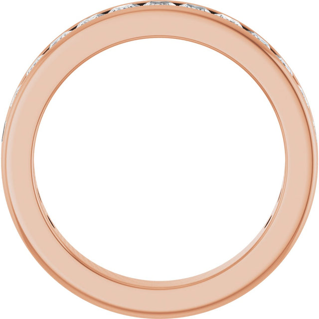 14K Gold Square Natural Diamond Channel-Set Anniversary Band – 2x2 mm Stones - Rose Gold - view 2