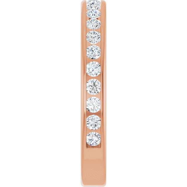 14K Gold Round Lab-Grown Diamond Channel-Set Anniversary Band – 1.7 mm Stones - Rose Gold - view 4