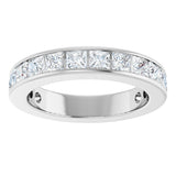 14K Gold Square Natural Diamond Channel-Set Anniversary Band – 2.5x2.5 mm Stones - White Gold - view 3