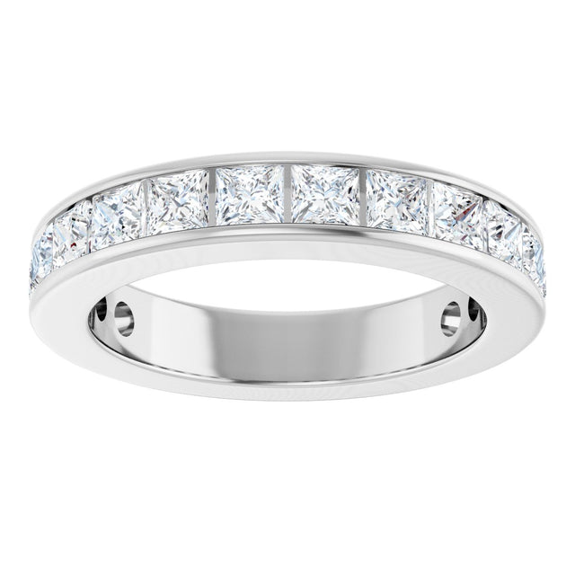 14K Gold Square Lab-Grown Diamond Channel-Set Anniversary Band – 2.5x2.5 mm Stones - White Gold - view 3