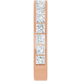 14K Gold Square Natural Diamond Channel-Set Anniversary Band – 2.5x2.5 mm Stones - Rose Gold - view 4