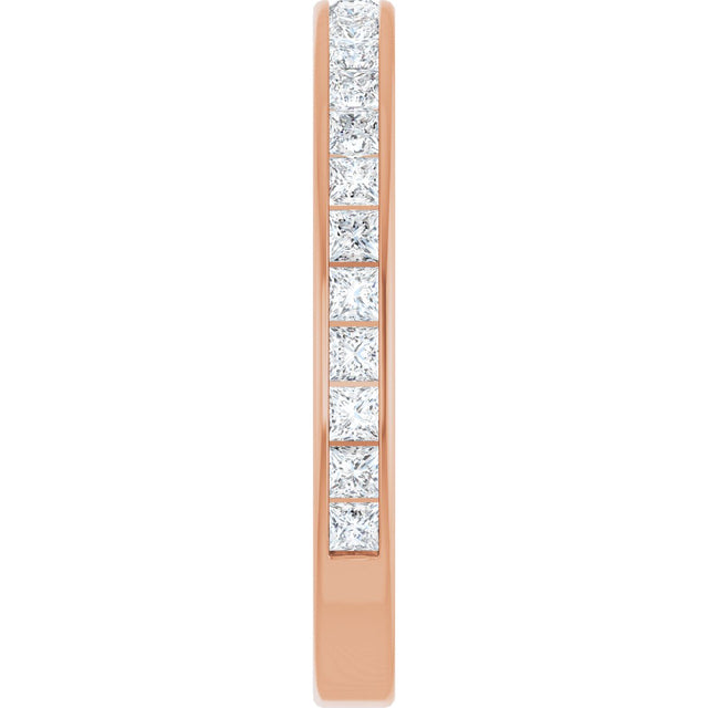 14K Gold Square Lab-Grown Diamond Channel-Set Anniversary Band – 2x2 mm Stones - Rose Gold - view 4