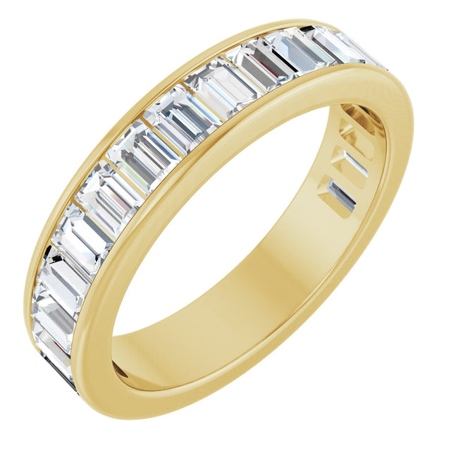 14K Gold Straight Baguette Lab-Grown Diamond Channel-Set Anniversary Band – 3x2 mm Stones - Yellow Gold