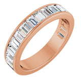 14K Gold Straight Baguette Natural Diamond Channel-Set Anniversary Band – 3x2 mm Stones - Rose Gold