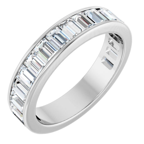 14K Gold Straight Baguette Lab-Grown Diamond Channel-Set Anniversary Band – 3x2 mm Stones - White Gold
