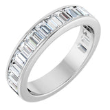 14K Gold Straight Baguette Natural Diamond Channel-Set Anniversary Band – 3x2 mm Stones - White Gold