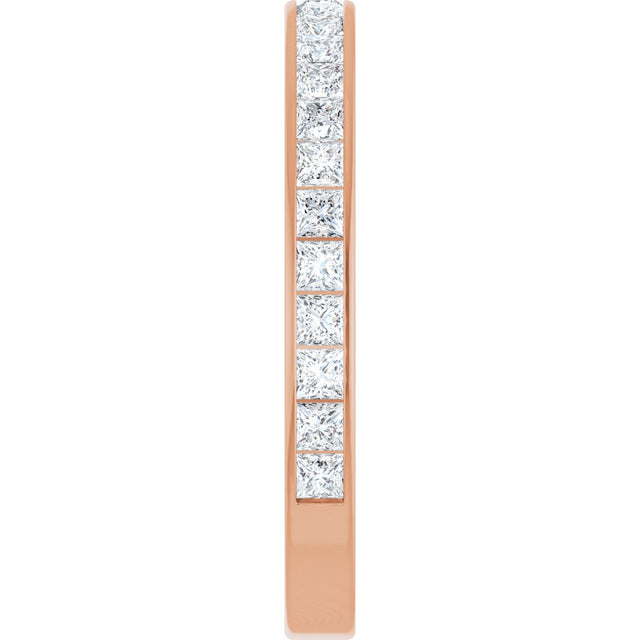 14K Gold Square Natural Diamond Channel-Set Anniversary Band – 2.5x2.5 mm Stones (2 1/3–2 3/8 CTW) - Rose Gold - view 4