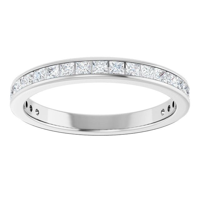 14K Gold Square Natural Diamond Channel-Set Anniversary Band – 2x2 mm Stones - White Gold - view 3