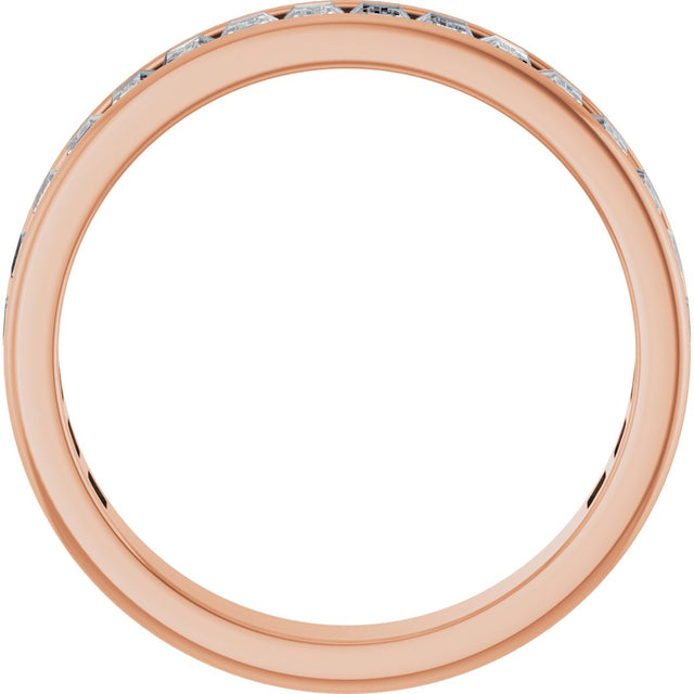 14K Gold Straight Baguette Lab-Grown Diamond Channel-Set Anniversary Band – 3x2 mm Stones - Rose Gold - view 2