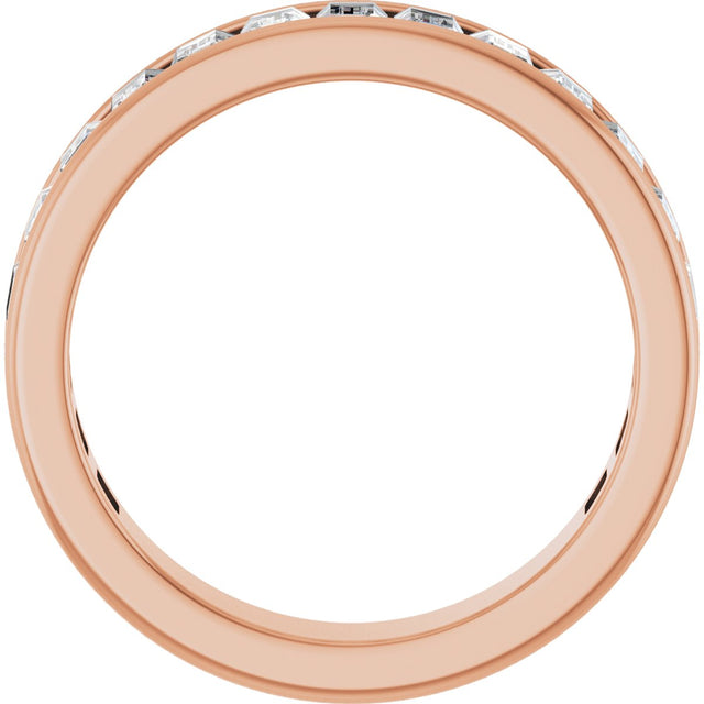 14K Gold Straight Baguette Natural Diamond Channel-Set Anniversary Band – 3x2 mm Stones - Rose Gold - view 2