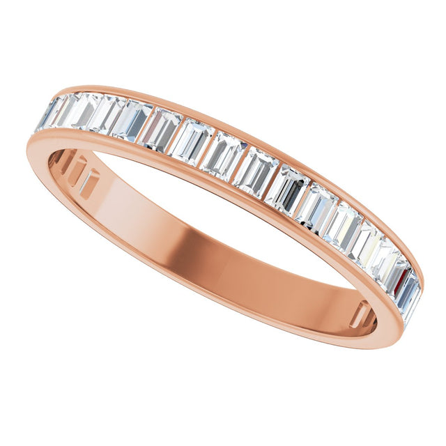 14K Gold Straight Baguette Natural Diamond Channel-Set Anniversary Band – 3x2 mm Stones - Rose Gold - view 5