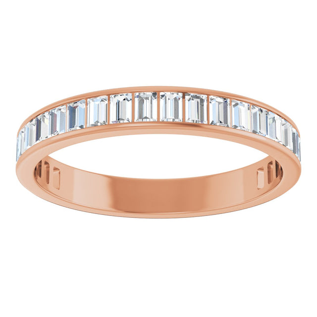 14K Gold Straight Baguette Natural Diamond Channel-Set Anniversary Band – 3x2 mm Stones - Rose Gold - view 3
