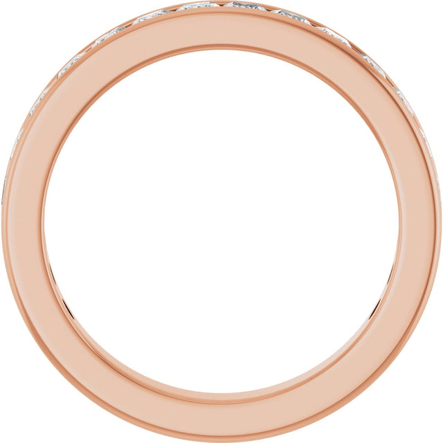14K Gold Square Lab-Grown Diamond Channel-Set Anniversary Band – 2.25x2.25 mm Stones - Rose Gold - view 2