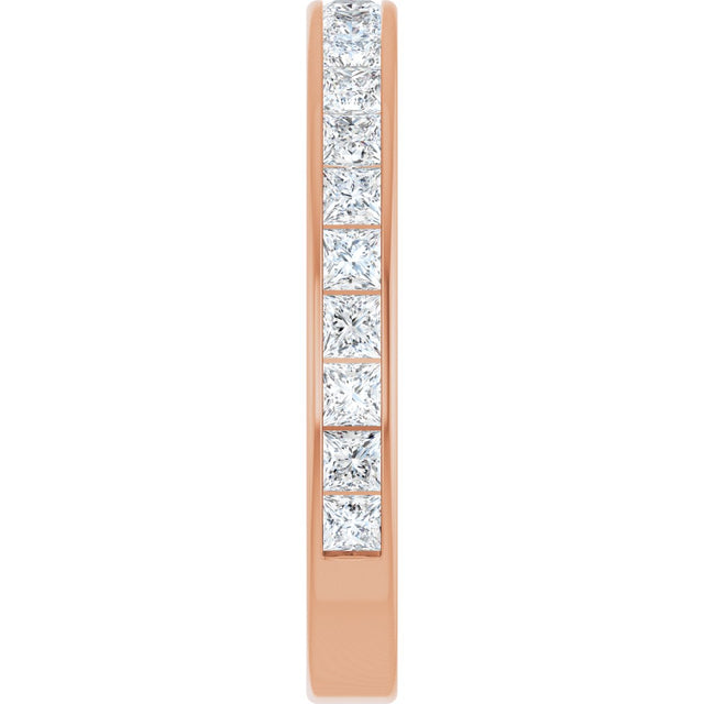 14K Gold Square Lab-Grown Diamond Channel-Set Anniversary Band – 2.25x2.25 mm Stones - Rose Gold - view 4