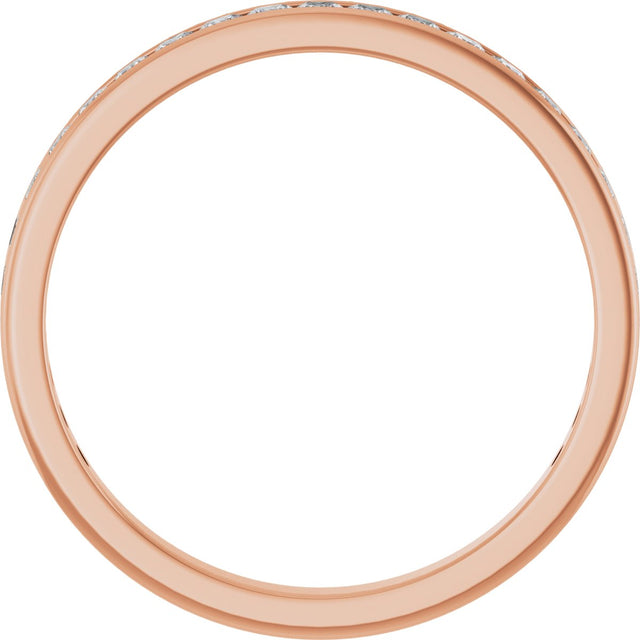 14K Gold Square Lab-Grown Diamond Channel-Set Anniversary Band – 2.25x2.25 mm Stones - Rose Gold - view 2