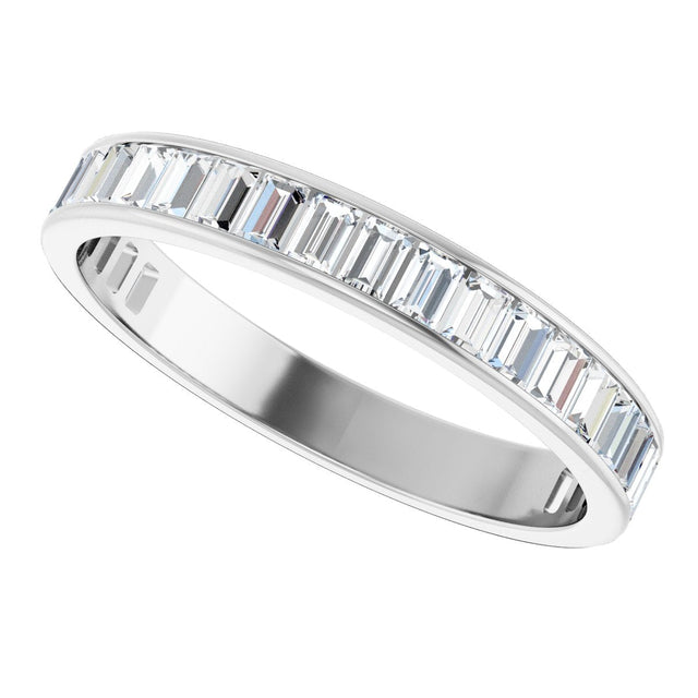 14K Gold Straight Baguette Natural Diamond Channel-Set Anniversary Band – 3x2 mm Stones - White Gold - view 5