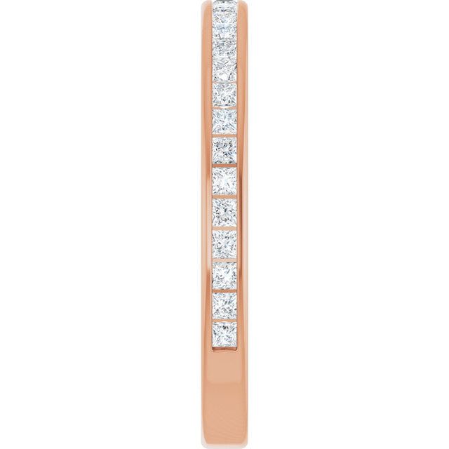14K Gold Square Lab-Grown Diamond Channel-Set Anniversary Band – 1.5x1.5 mm Stones - Rose Gold - view 4
