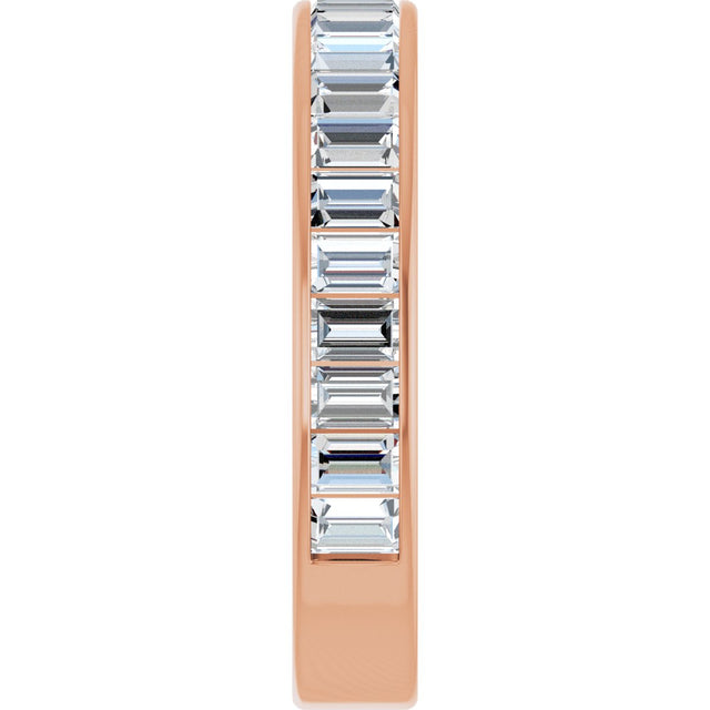14K Gold Straight Baguette Natural Diamond Channel-Set Anniversary Band – 3x2 mm Stones - Rose Gold - view 4