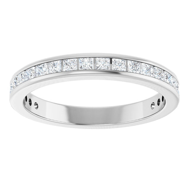 14K Gold Square Natural Diamond Channel-Set Anniversary Band – 1.5x1.5 mm Stones - White Gold - view 3
