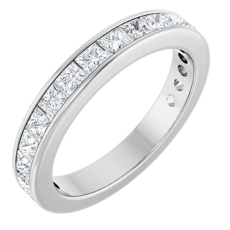 14K Gold Square Lab-Grown Diamond Channel-Set Anniversary Band – 2.25x2.25 mm Stones - White Gold