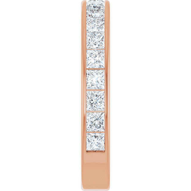 14K Gold Square Lab-Grown Diamond Channel-Set Anniversary Band – 2.25x2.25 mm Stones - Rose Gold - view 4