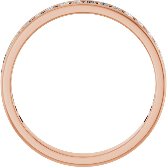 14K Gold Straight Baguette Lab-Grown Diamond Channel-Set Anniversary Band – 3x2 mm Stones - Rose Gold - view 2
