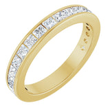 14K Gold Square Lab-Grown Diamond Channel-Set Anniversary Band – 2x2 mm Stones - Yellow Gold