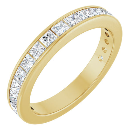 14K Gold Square Lab-Grown Diamond Channel-Set Anniversary Band – 2x2 mm Stones - Yellow Gold