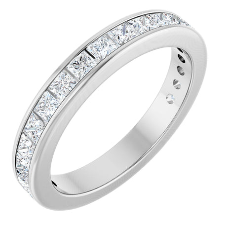 14K Gold Square Lab-Grown Diamond Channel-Set Anniversary Band – 2x2 mm Stones - White Gold