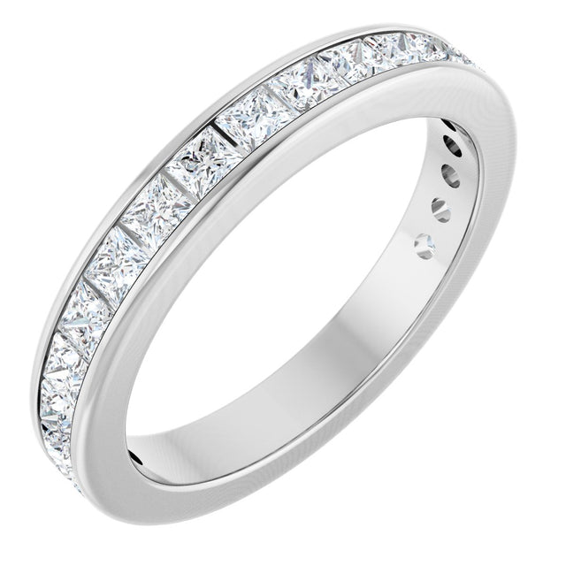 14K Gold Square Lab-Grown Diamond Channel-Set Anniversary Band – 2x2 mm Stones - White Gold