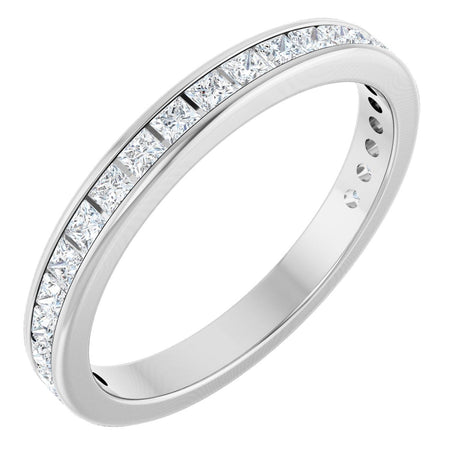 14K Gold Square Lab-Grown Diamond Channel-Set Anniversary Band – 1.75x1.75 mm Stones - White Gold