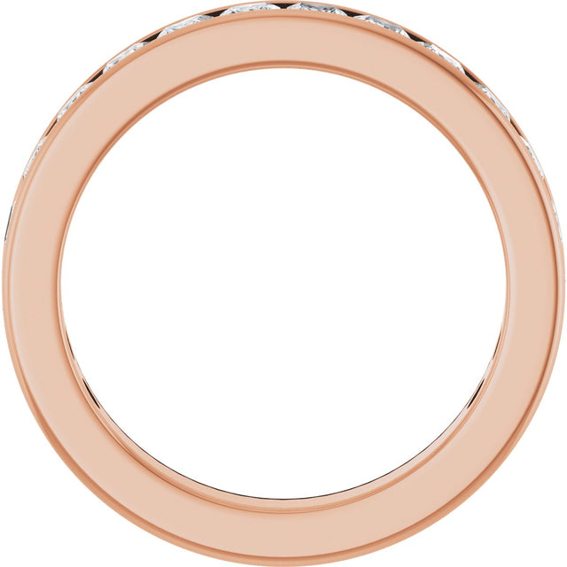 14K Gold Square Lab-Grown Diamond Channel-Set Anniversary Band – 2.5x2.5 mm Stones - Rose Gold - view 2