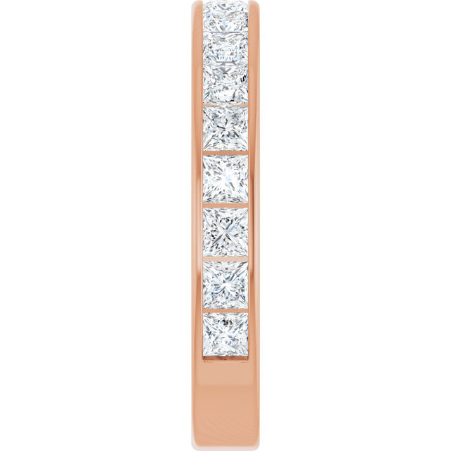 14K Gold Square Natural Diamond Channel-Set Anniversary Band – 2.5x2.5 mm Stones - Rose Gold - view 4