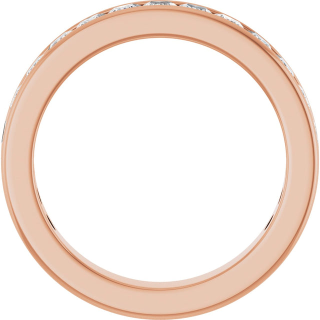 14K Gold Square Lab-Grown Diamond Channel-Set Anniversary Band – 2.25x2.25 mm Stones - Rose Gold - view 2