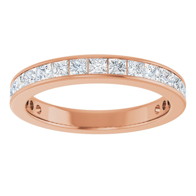 14K Gold Square Natural Diamond Channel-Set Anniversary Band – 2.5x2.5 mm Stones - Rose Gold - view 3