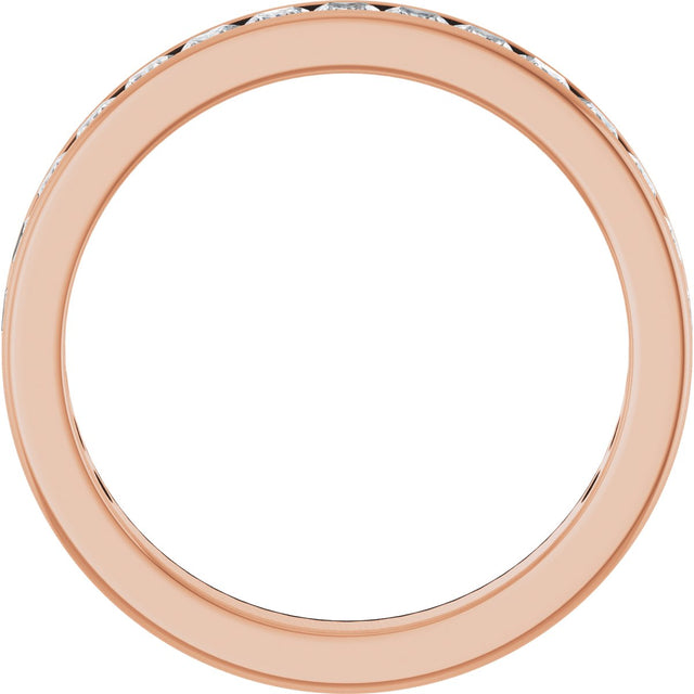 14K Gold Square Natural Diamond Channel-Set Anniversary Band – 2.5x2.5 mm Stones - Rose Gold - view 2