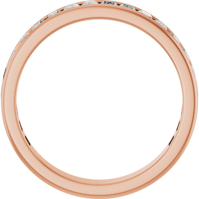 14K Gold Straight Baguette Lab-Grown Diamond Channel-Set Anniversary Band – 3x2 mm Stones - Rose Gold - view 2