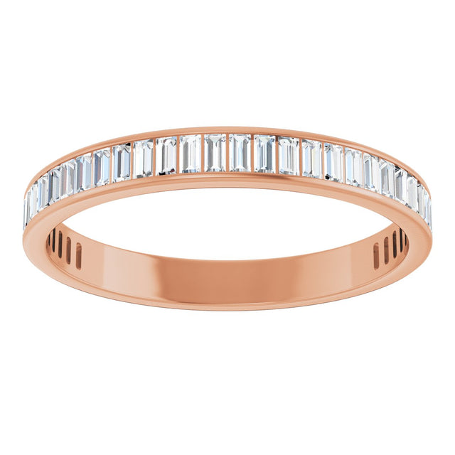 14K Gold Straight Baguette Lab-Grown Diamond Channel-Set Anniversary Band – 3x1.5 mm Stones (1 3/8–1 1/2 CTW) - Rose Gold - view 3